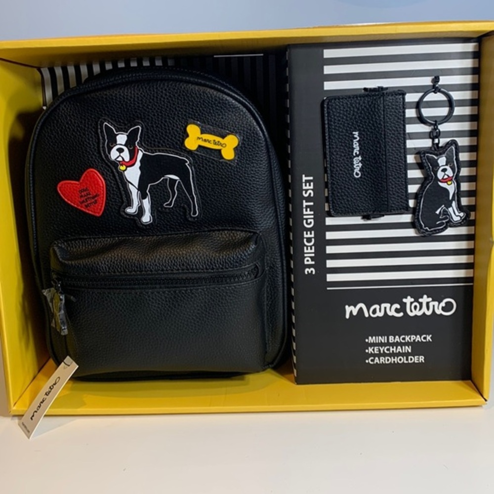 Marc Tetro Boston Terrier Mini Backpack Gift Set NEW!